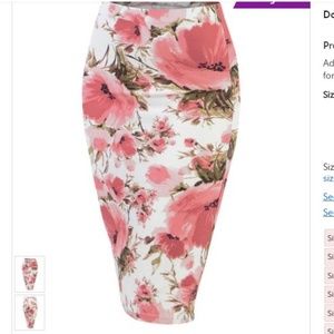 NWT Pink Floral Body Con Pencil Skirt